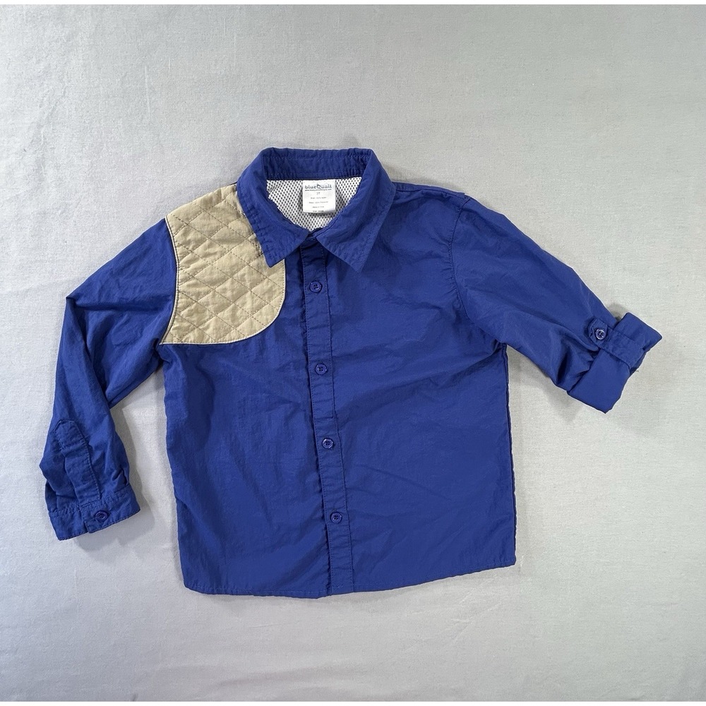 Blue Quail Long Sleeve Roll Tab Blue Ranch Shirt Boys 3T Western Cowboy Rodeo
